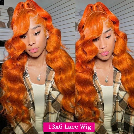 Orange Ginger Lace Front Wig Human Hair Body Wave Hd Lacefront 100% Human Hair